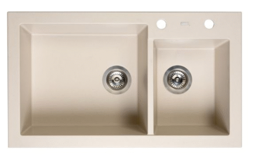 Chậu rửa 2 hố lệch Reginox 86cm đá Amsterdam 25 R31100 màu kem
