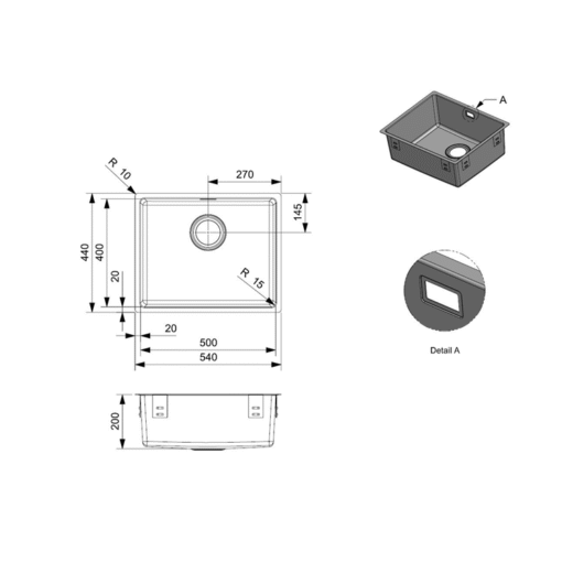 Chậu rửa inox Reginox Houston 50x40 cm R32855​