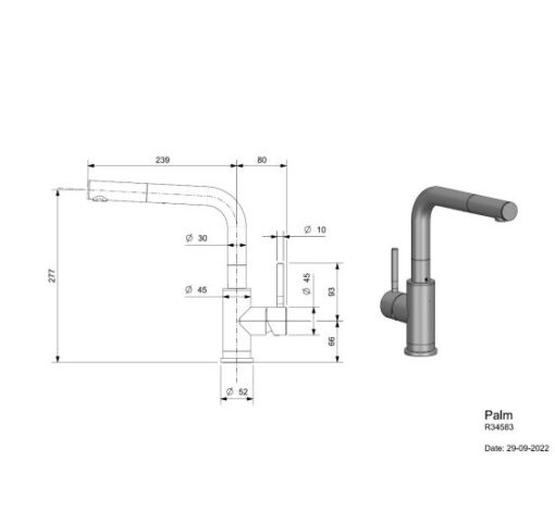 Vòi rửa Renigox Palm Inox R34583 có dây rút