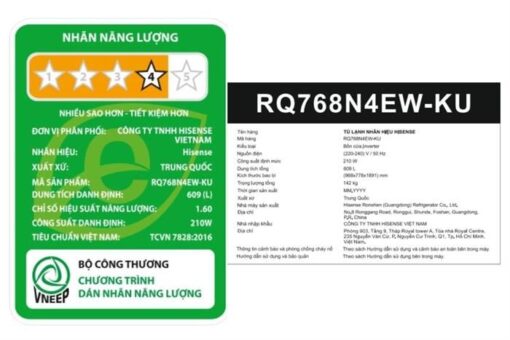 Tủ lạnh Hisense Inverter 609 lít Multi Door RQ768N4EW-KU