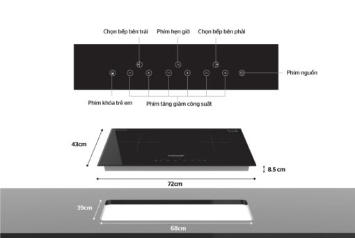 Bếp đôi điện từ 2 vùng nấu Sunhouse SHB-D101