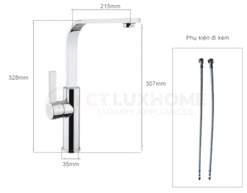 Vòi rửa nóng lạnh Furst có dây rút F400050CR
