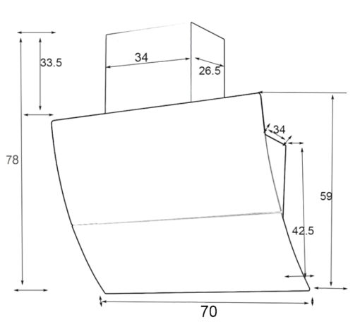Máy hút mùi kính vát cảm ứng vẫy tay Dmestik TL 4770 DMK 70cm