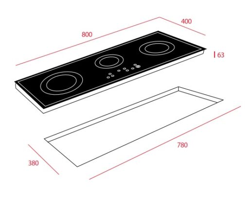 Bếp hồng ngoại 3 vùng nấu Teka Vitroceramic TRC 83631 TCS 5700W