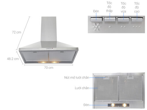 Máy hút mùi áp tường Teka DBB-70 70cm