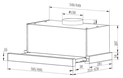 Máy hút mùi âm tủ Blanc BA6002AT