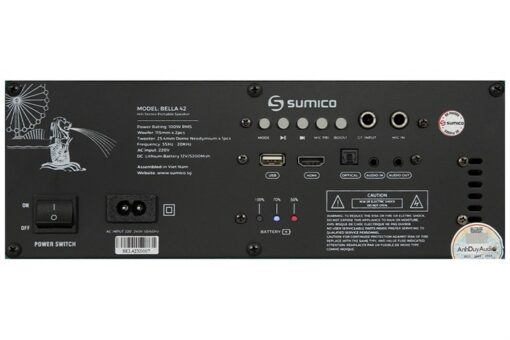 Loa karaoke xách tay Sumico 100W 2 micro kèm điều khiển BELLA 42 Blue