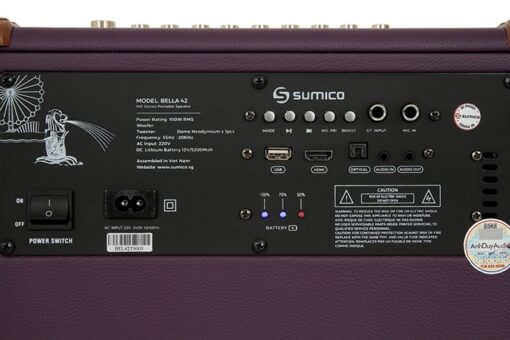 Loa karaoke xách tay Sumico 100W 2 micro kèm điều khiển BELLA 42 Purple