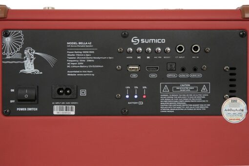Loa karaoke xách tay Sumico 100W 2 micro kèm điều khiển BELLA 42 Red