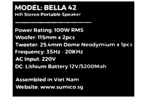 Loa karaoke xách tay Sumico 100W 2 micro kèm điều khiển BELLA 42 Red