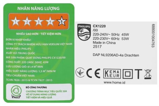 Quạt đứng Philips 6 cánh CX1220/00 45W