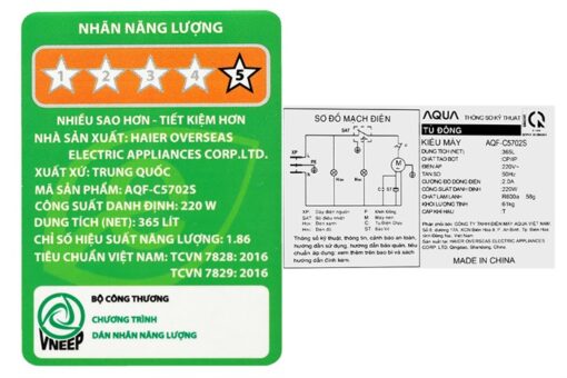 Tủ đông 2 cửa Aqua 365 lít AQF-C5702S