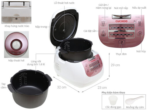 Nồi cơm điện tử áp suất Cuckoo 1.8 lít CRP-G1015M (đỏ)