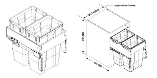 Thùng rác Eurogold 2 ngăn EA402 45cm 40 lít