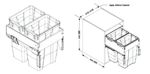 Thùng rác Eurogold 2 ngăn EA450 45cm 40 lít