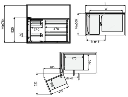 Góc liên hoàn inox nan dẹt Eurogold EPSL102 góc phải 100cm 40kg
