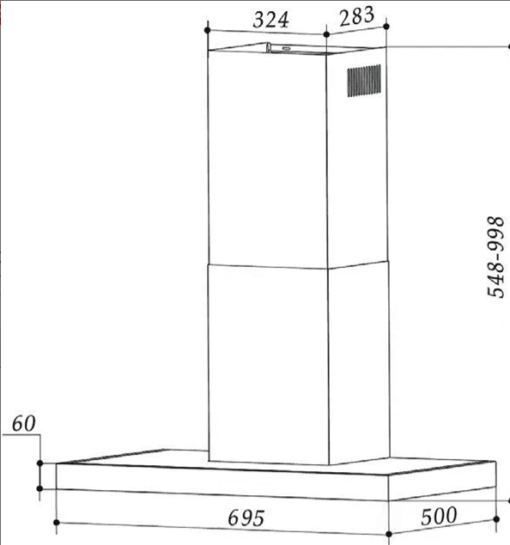Máy hút mùi chữ T mặt kính đen EUH06170 PRO 70cm