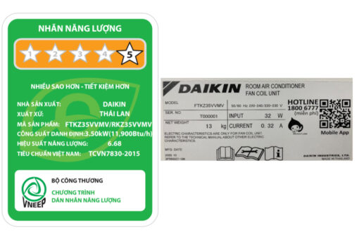 Điều hoà Daikin Inverter 1.5 HP FTKZ35VVMV 11900btu