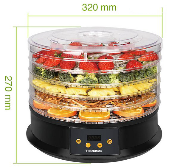 Máy sấy hoa quả, thực phẩm đa năng 5 khay Tiross TS9682 70 độ C 250W