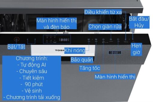 Máy rửa bát độc lập 15 bộ Toshiba DW-15F7(G)-VN