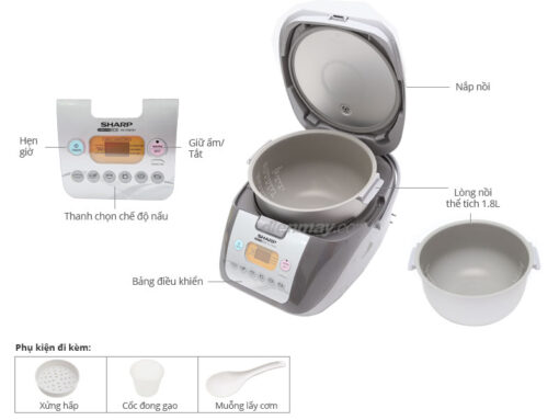 Nồi cơm điện Sharp KS-COM19V-G 1.8 lít 4.1 kg 830W