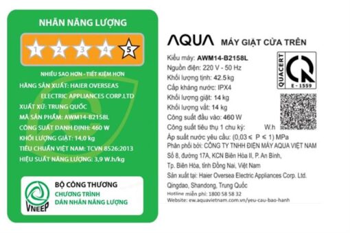 Máy giặt Aqua Inverter 14 kg AWM14-B2158L(B)