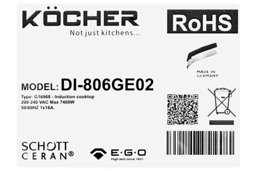 Bếp từ 2 vùng nấu lắp âm 7400W Kocher DI-806GE02