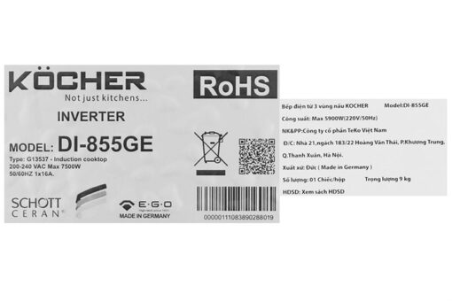 Bếp từ 3 vùng nấu lắp âm 7500W Kocher DI-855GE