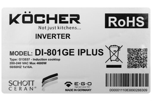 Bếp từ 2 vùng nấu lắp âm 4600W Kocher DI801GE IPLUS