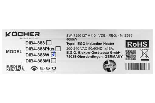 Bếp từ 2 vùng nấu lắp âm 4000W Kocher DIB4-888W