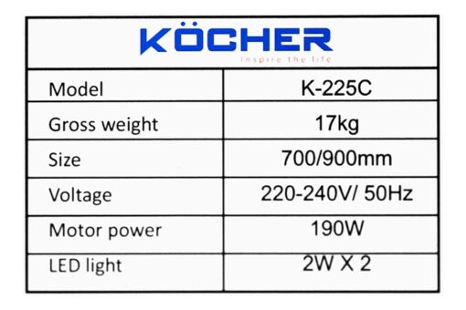 Máy hút mùi áp tường 70cm Kocher K-225C