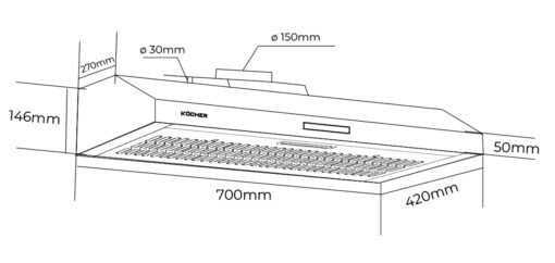Máy hút mùi gắn tường 70cm Kocher K-6070V