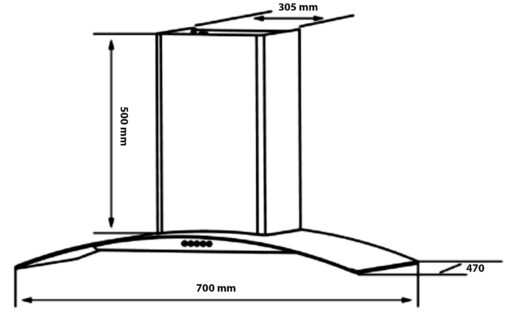 Máy hút mùi áp tường màu đen 70cm Kocher K-8070V