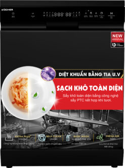 Máy rửa bát 17 bộ diệt khuẩn UV Kocher KDEU-X15B Pro