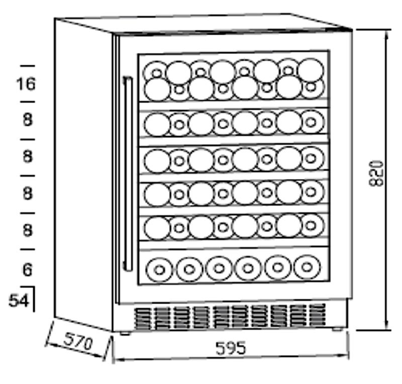 Tủ bảo quản rượu 54 chai 135 lít Kocher KWEU-1156B