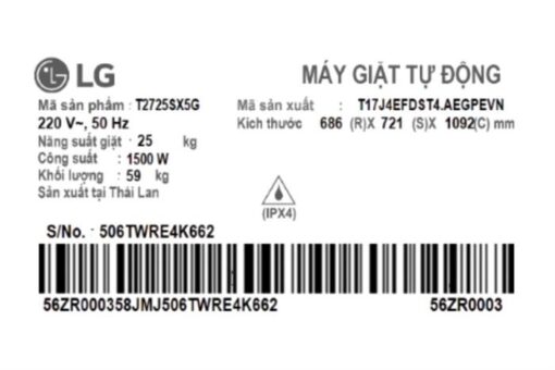 Máy giặt LG Inverter 25 kg T2725SX5G