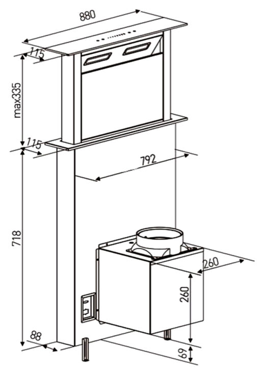 Máy hút mùi kệ Kocher TESLA CXW-199DW