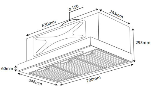 Máy hút mùi âm tủ gắn tường 70cm Kocher Turbo X Smart 3D Auto Clean | X3D-350D.AUC
