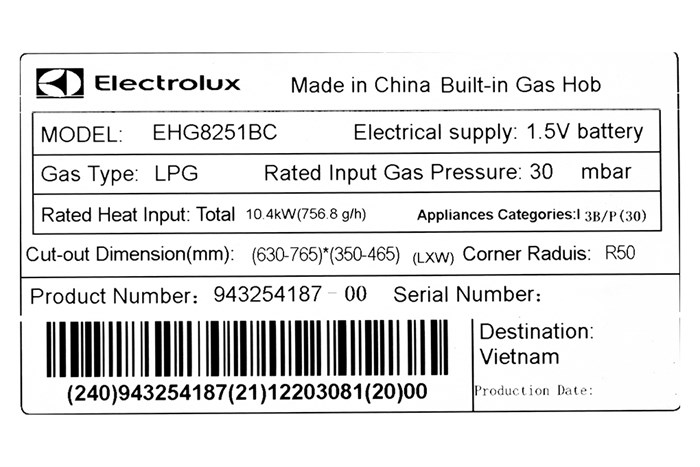 Bếp gas âm 2 vùng nấu Electrolux EHG8251BC