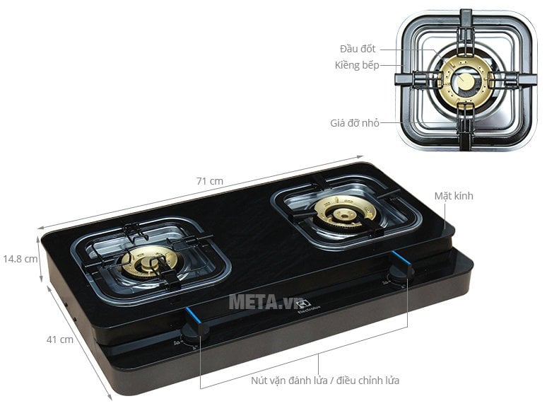 Bếp gas dương 2 vùng nấu Electrolux ETG728GKR