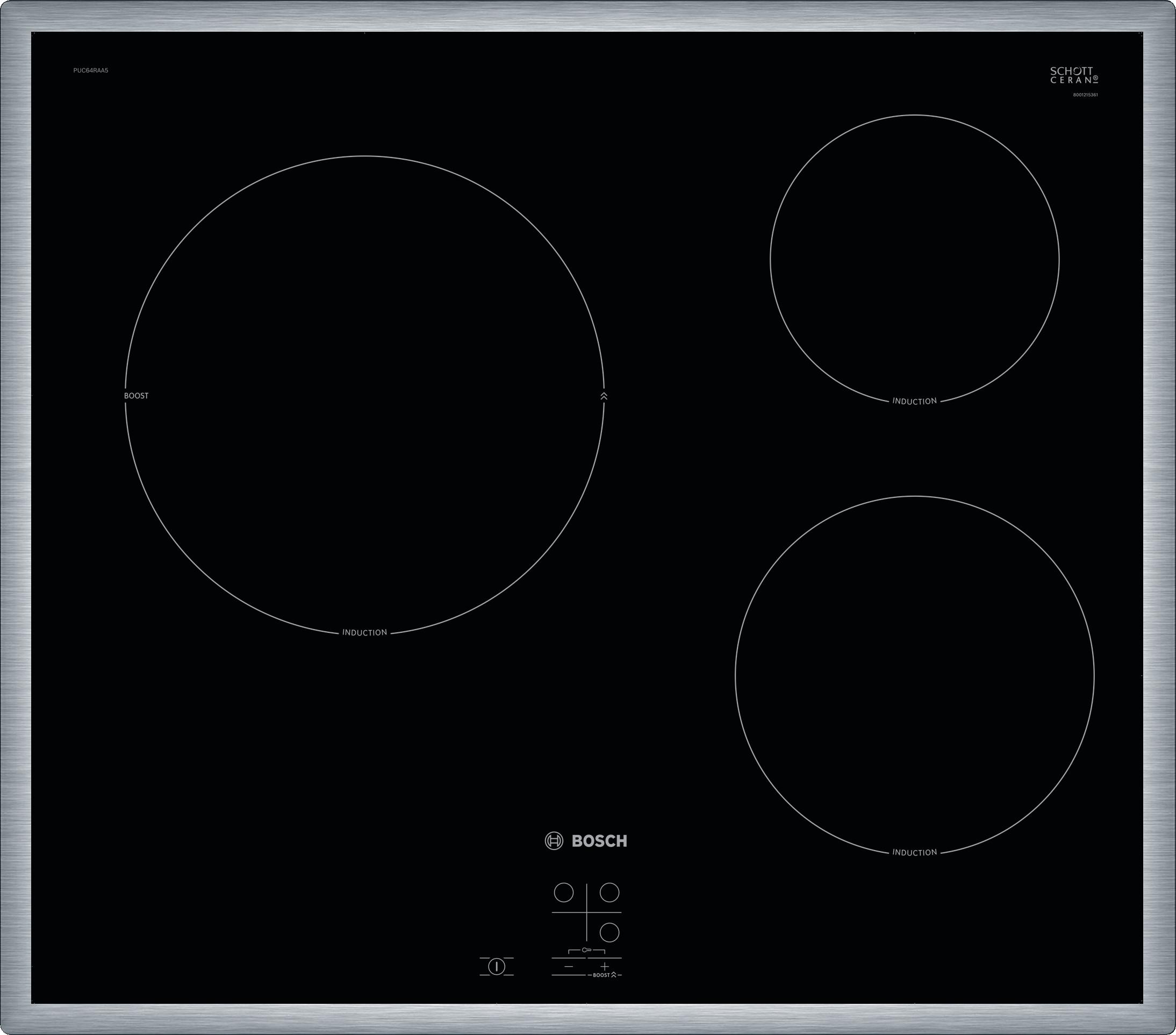 Bếp từ 3 vùng nấu Bosch PUC64RAA5E serie 6 4600W