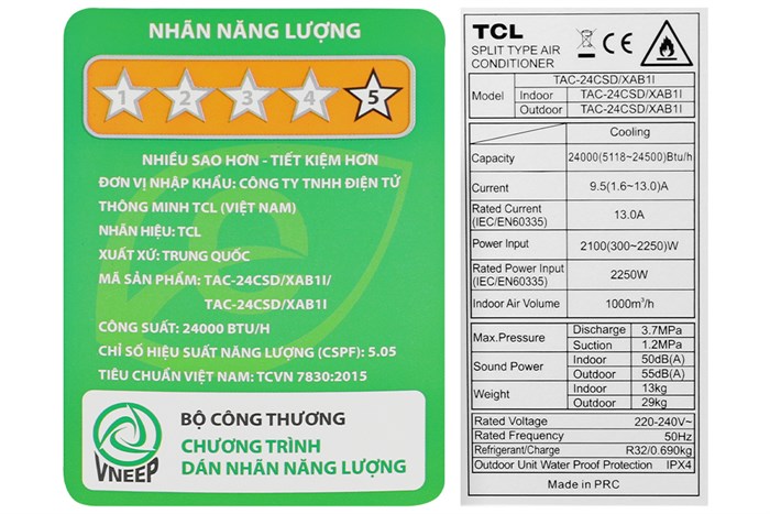 Điều hòa TCL Inverter 2.5 HP TAC-24CSD/XAB1I