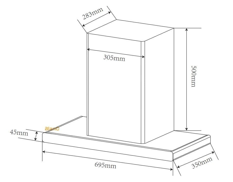Máy hút mùi chữ T Blanc BA 350TUB 69.5cm 200W