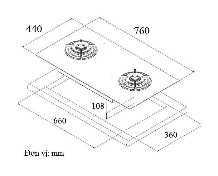Bếp gas 2 vùng nấu GrandX GX GS286