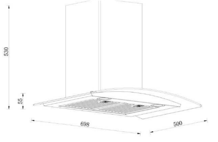 Máy hút mùi kính cong GrandX GX H70C55 70cm