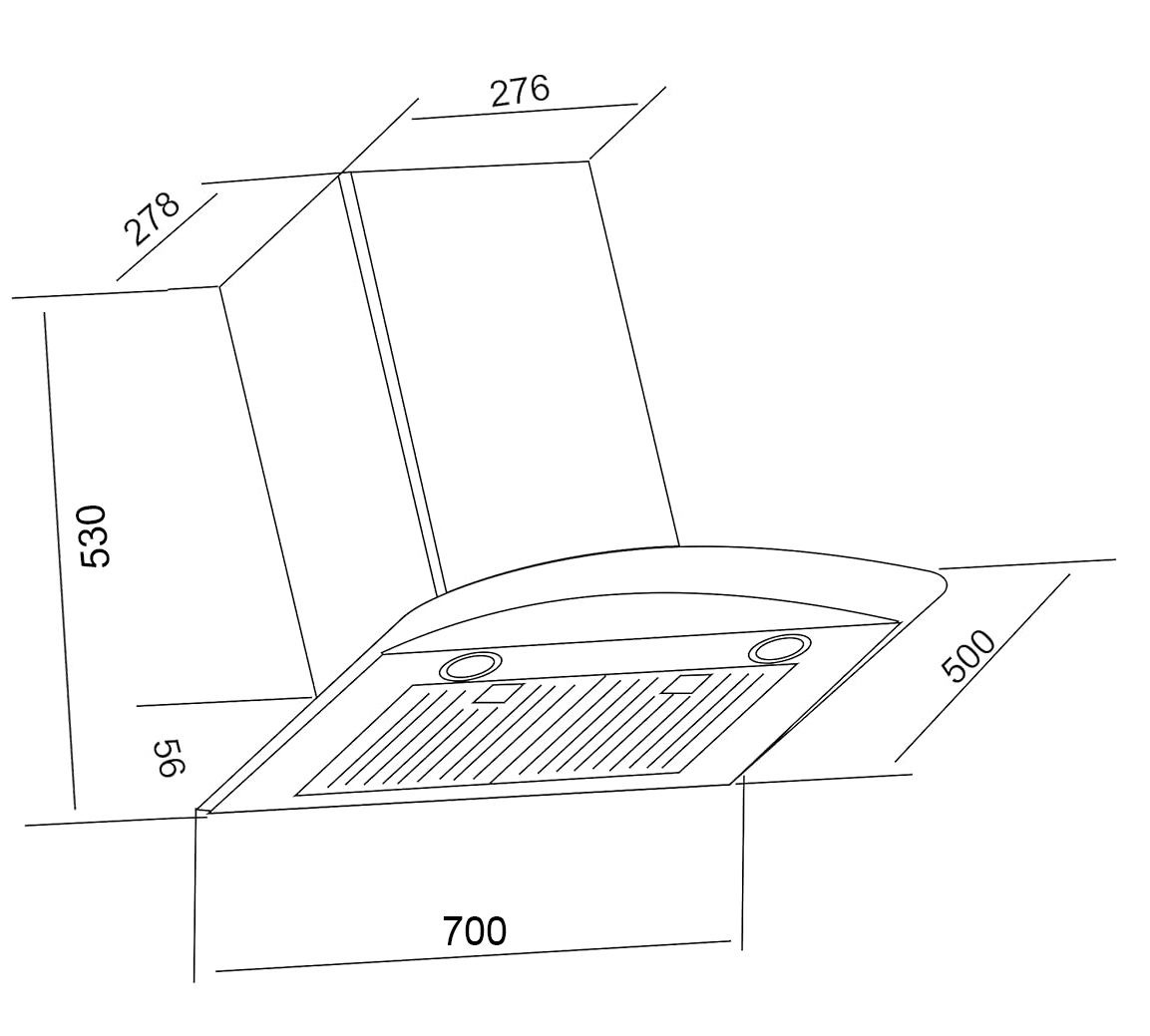 Máy hút mùi kính cong GrandX GX H70C55B 70cm