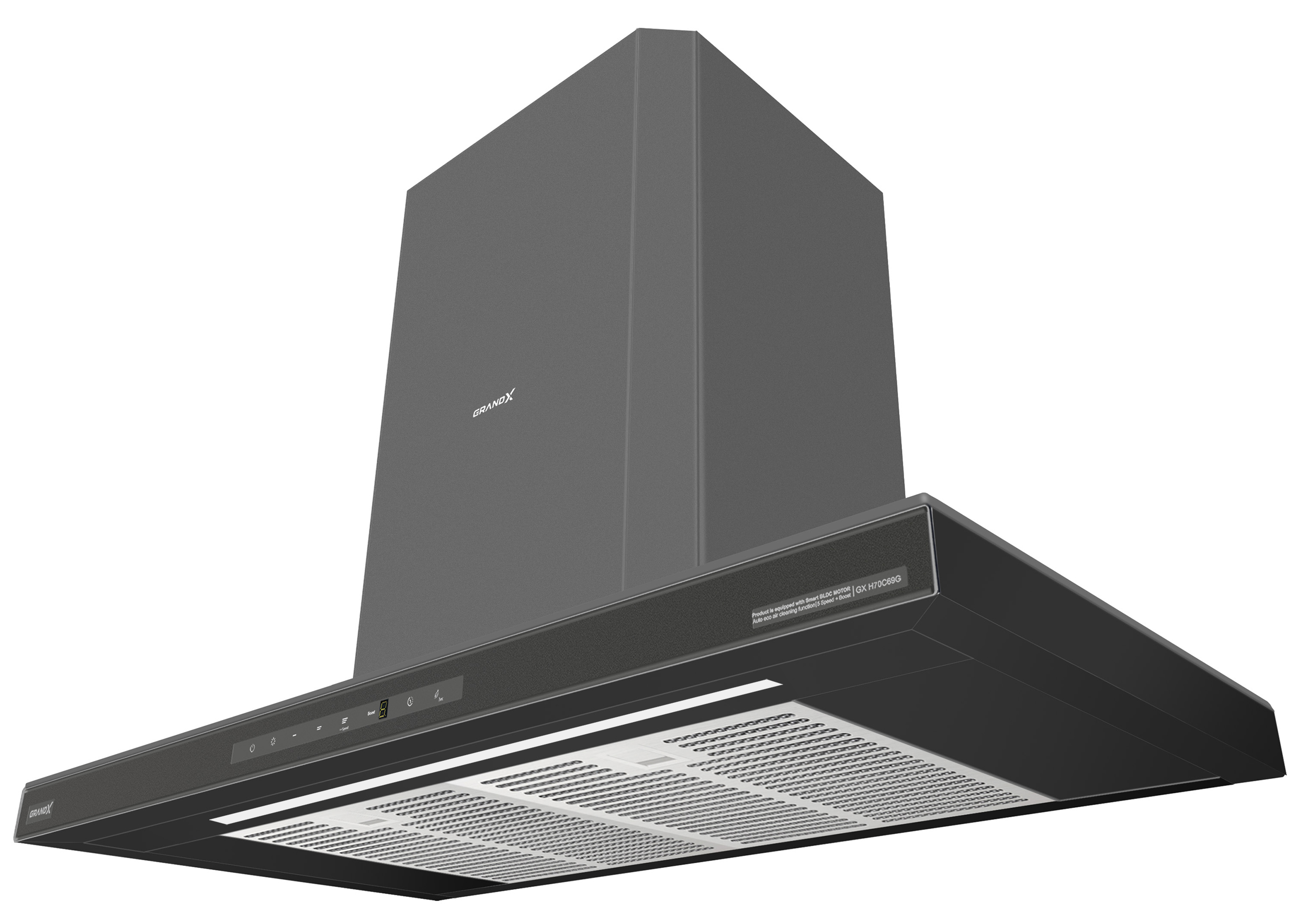 Máy hút mùi áp tường chữ T màu xám Titan 70cm GrandX GX H70C69G