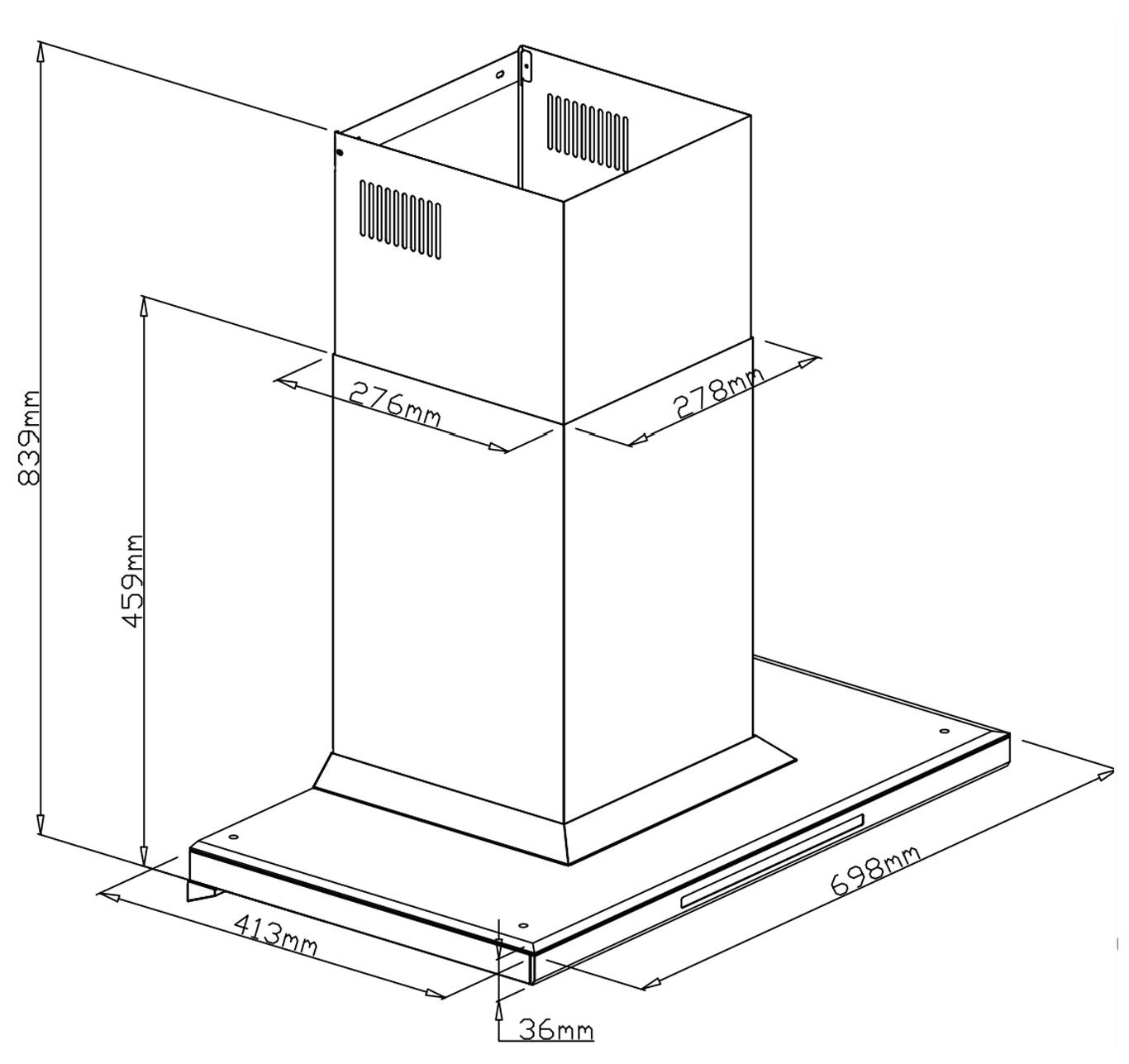 Máy hút mùi áp tường chữ T màu xám Titan 70cm GrandX GX H70T81G(GX H70T81SG)