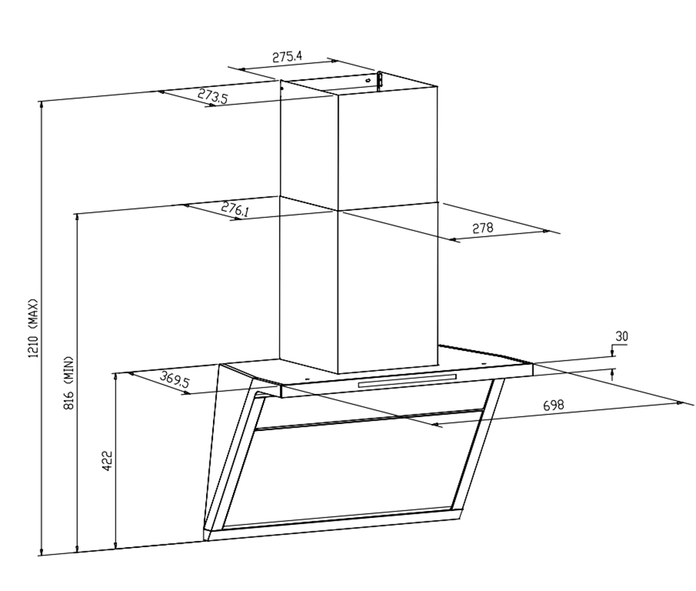 Máy hút mùi áp tường kính vát mở cửa tự động 70cm GrandX GX H70T88G(GX H70T88M)