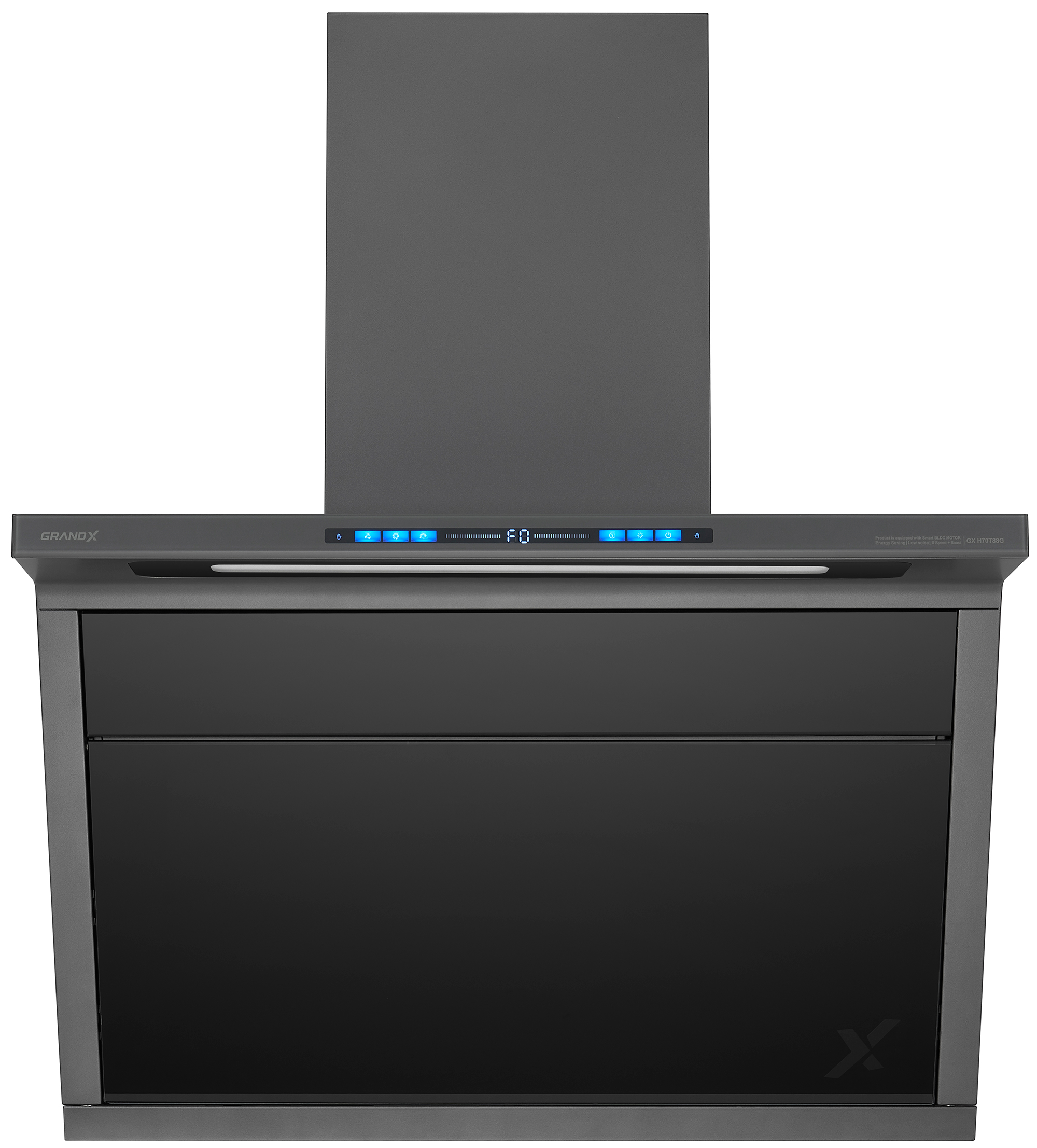 Máy hút mùi áp tường kính vát mở cửa tự động 70cm GrandX GX H70T88G(GX H70T88M)